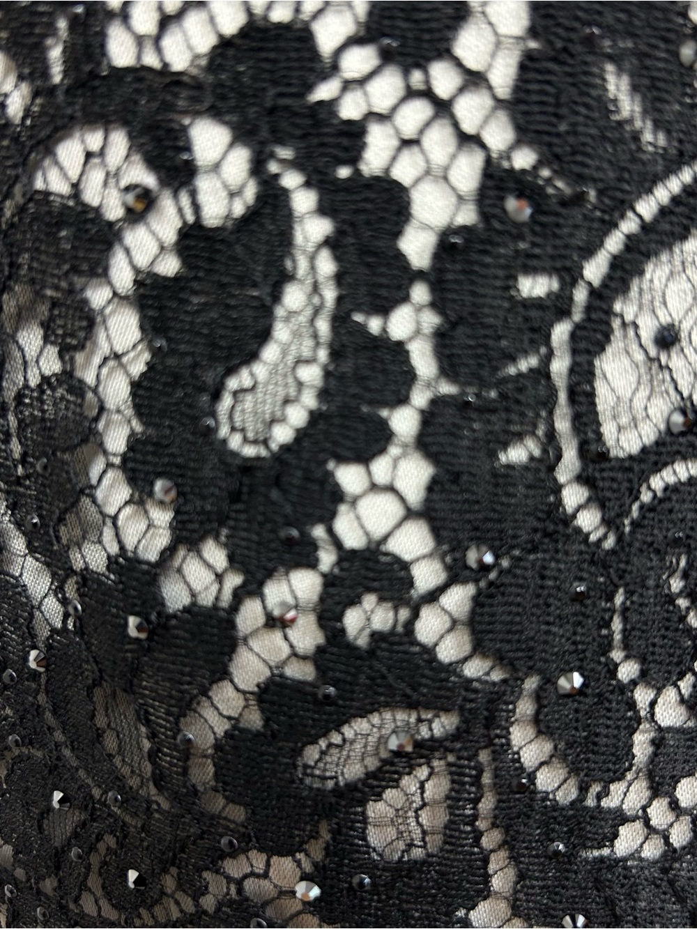 St. John Grey & Black Lace-Overlay Midi Dress Size 6 - Picture 4 of 7